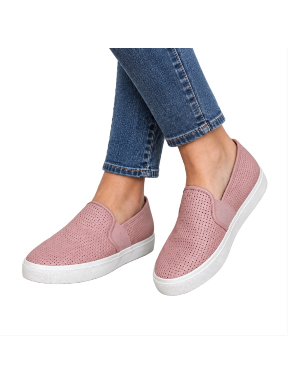Vince Blair Womens Pink Perforated Leather Slip On Comfort Sneaker Shoes Size [X